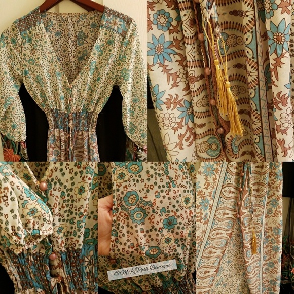 Bohemian Maxi Half Sleeve Gypsy Dress - Picture 4 of 4